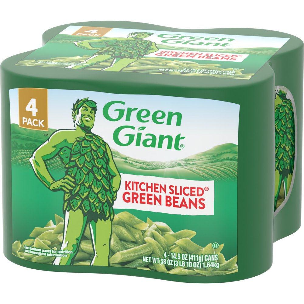 (4 Cans) Green Giant Kitchen Sliced Green Beans, Shelf Stable, 14.5 Oz