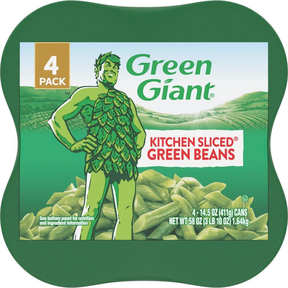 (4 Cans) Green Giant Kitchen Sliced Green Beans, Shelf Stable, 14.5 Oz