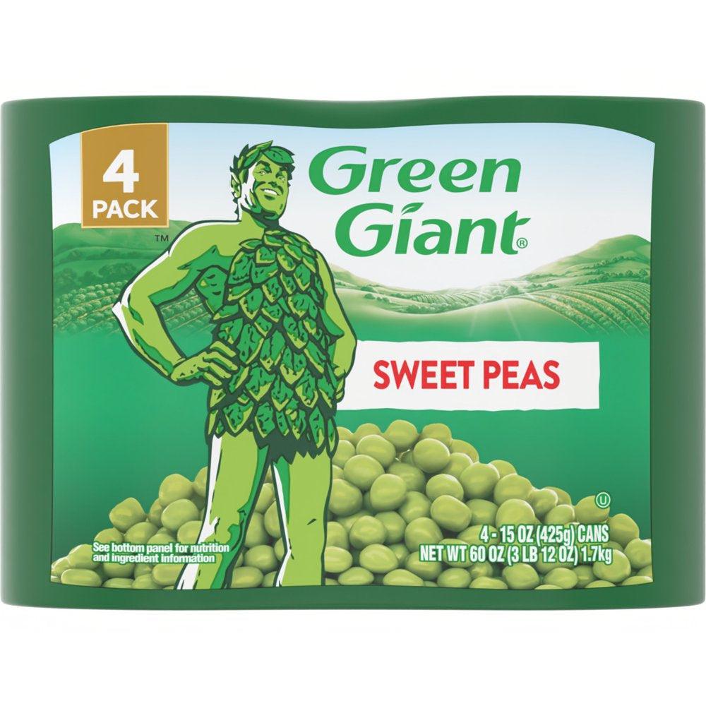 (4 Cans) Green Giant Sweet Peas, Shelf Stable, 15 Oz