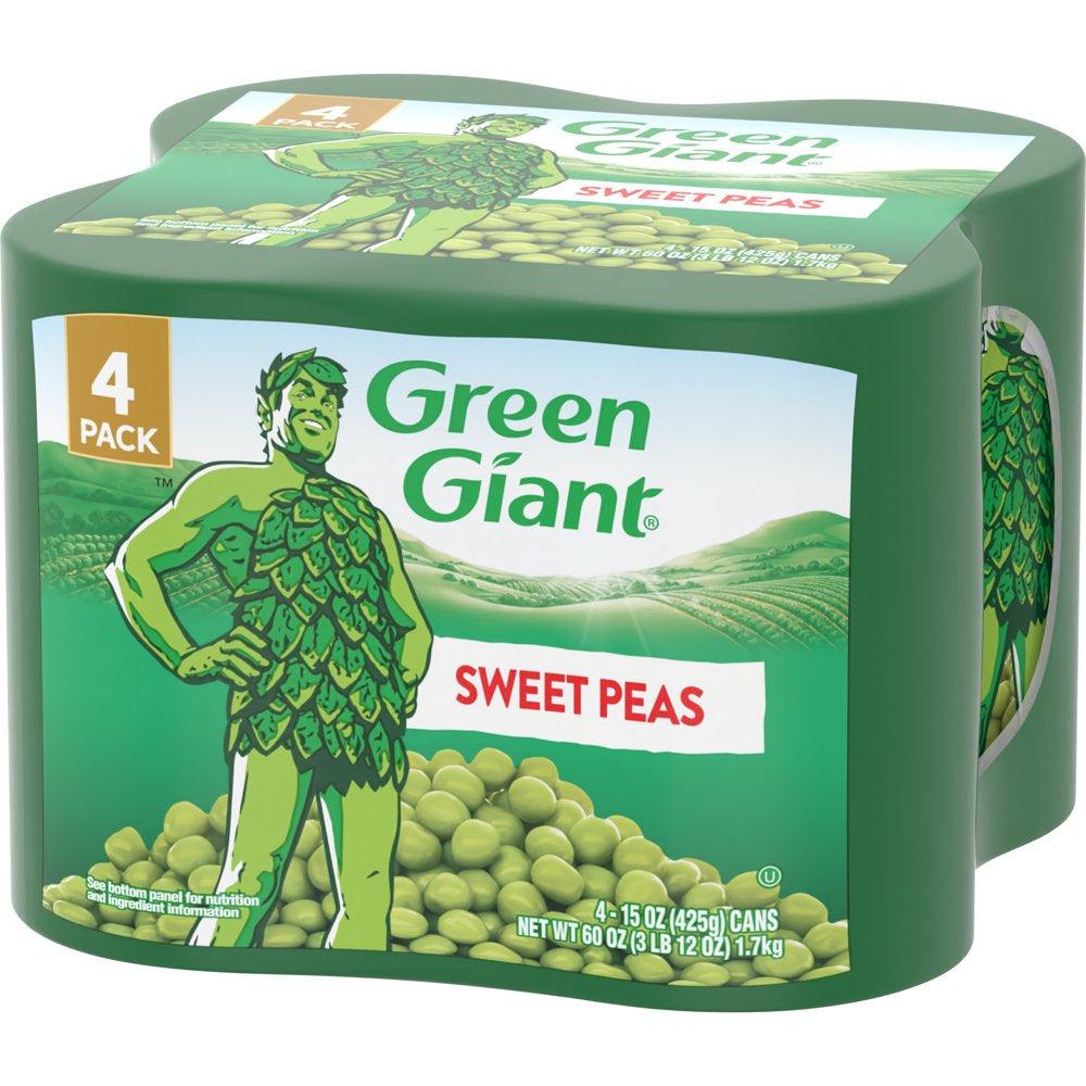 (4 Cans) Green Giant Sweet Peas, Shelf Stable, 15 Oz