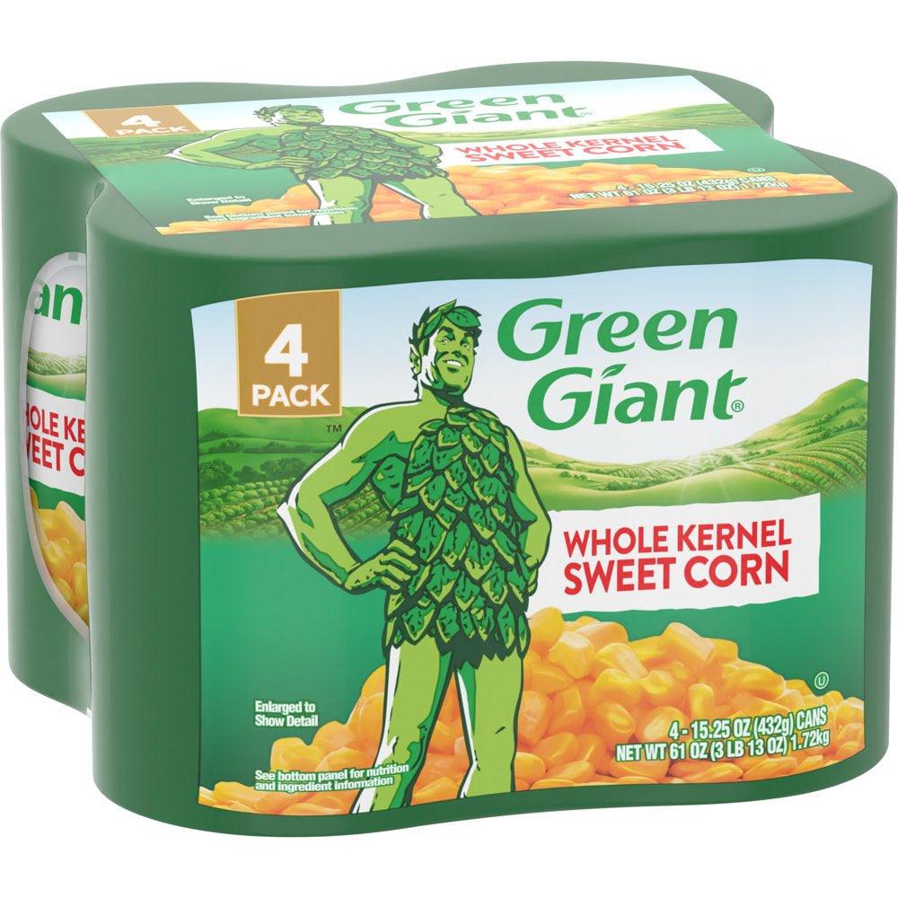 (4 Cans) Green Giant Whole Kernel Sweet Corn, Shelf Stable, 15.25 Oz