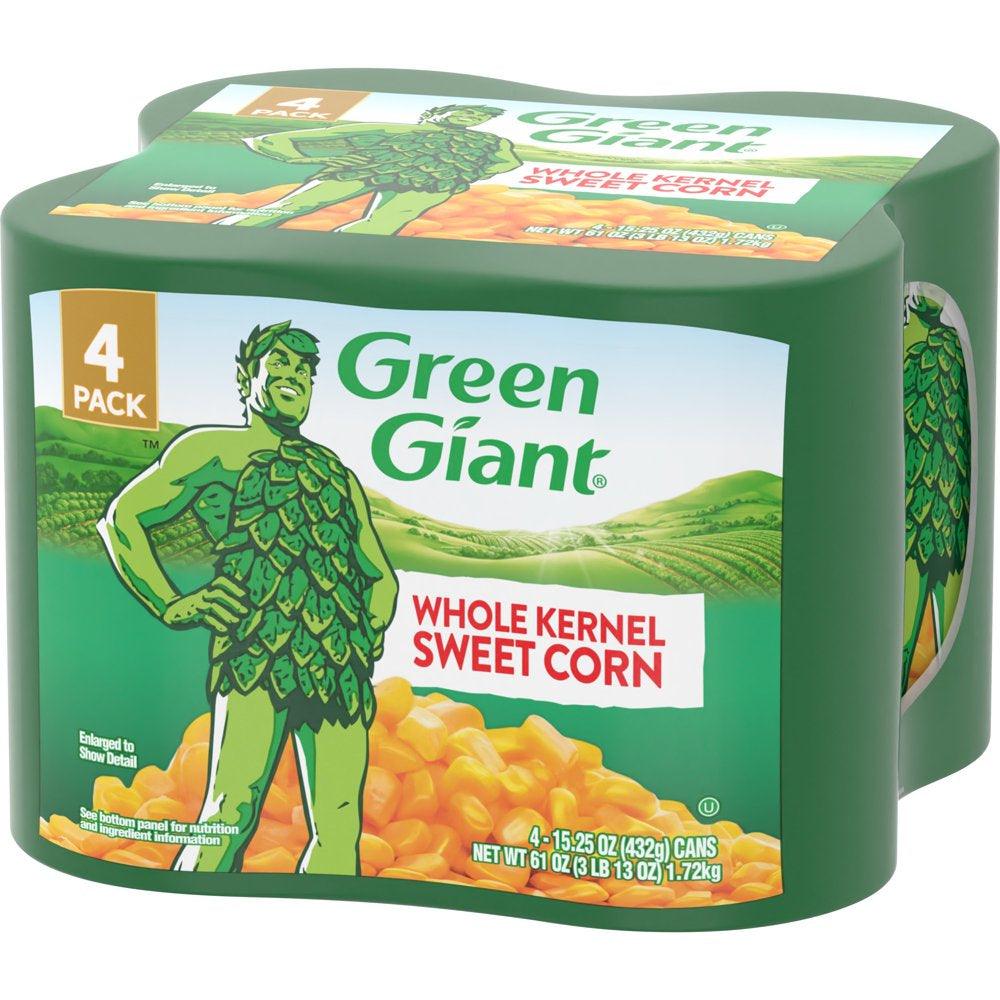 (4 Cans) Green Giant Whole Kernel Sweet Corn, Shelf Stable, 15.25 Oz