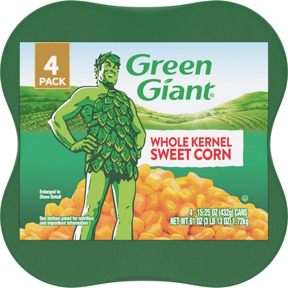 (4 Cans) Green Giant Whole Kernel Sweet Corn, Shelf Stable, 15.25 Oz