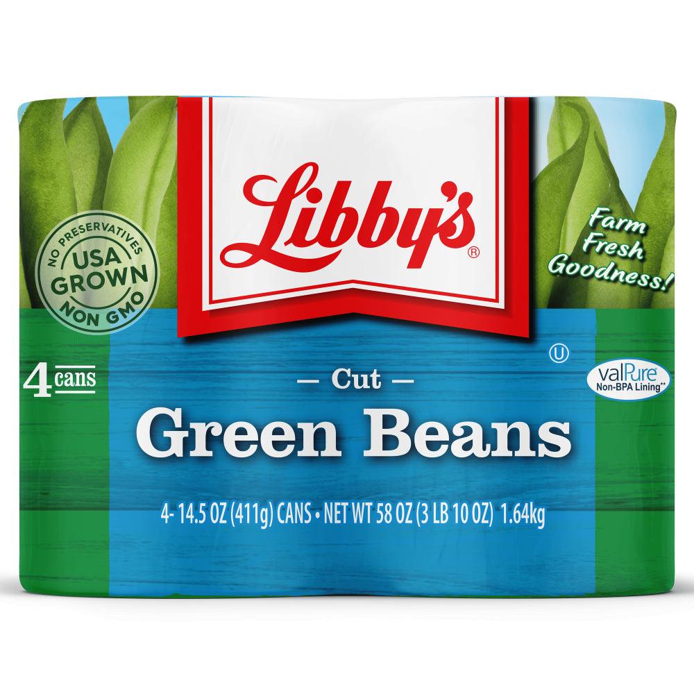 (4 Count) Libby'S Cut Green Beans, Canned Vegetables, 14.5 Oz