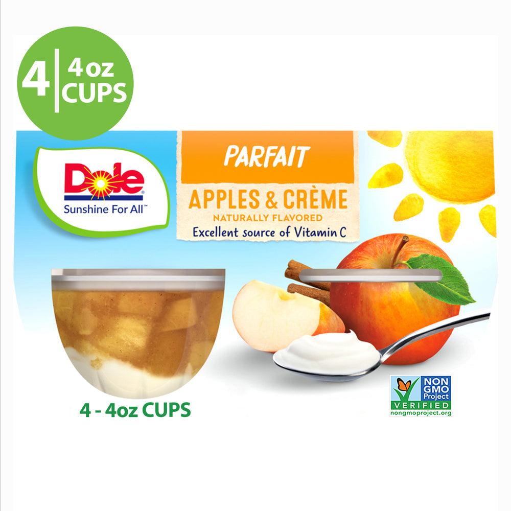 (4 Cups) Dole Fruit Bowls Apples and Crème Parfait, 4.3 Oz