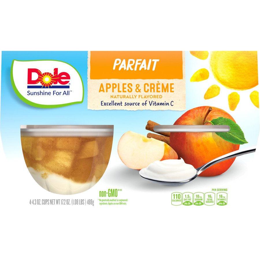 (4 Cups) Dole Fruit Bowls Apples and Crème Parfait, 4.3 Oz