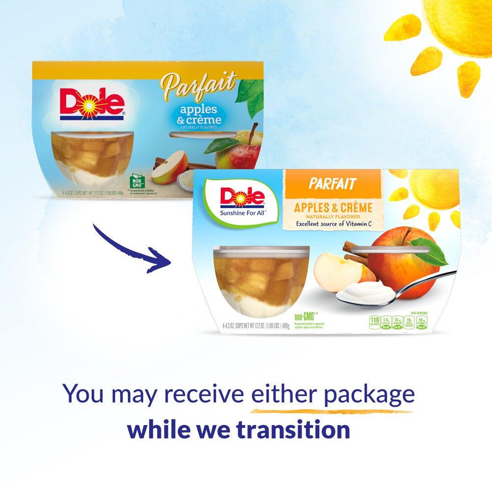 (4 Cups) Dole Fruit Bowls Apples and Crème Parfait, 4.3 Oz