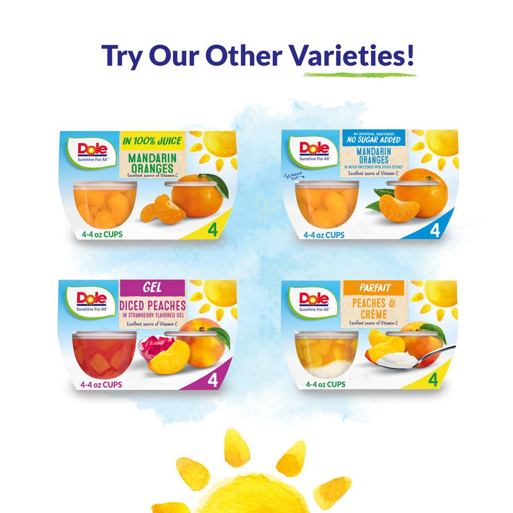 (4 Cups) Dole Fruit Bowls Diced Peaches in 100% Fruit Juice, 4 Oz