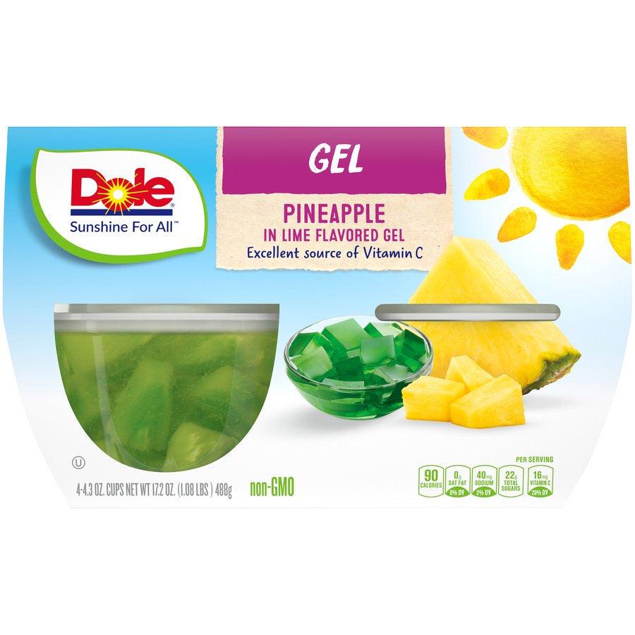 (4 Cups) Dole Fruit Bowls Diced Pineapple in Lime Gel, 4.3 Oz