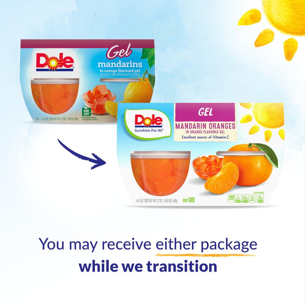 (4 Cups) Dole Fruit Bowls Mandarin Oranges in Orange Gel, 4.3 Oz