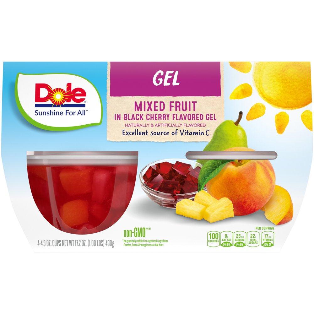 (4 Cups) Dole Fruit Bowls Mixed Fruit in Black Cherry Gel, 4.3 Oz