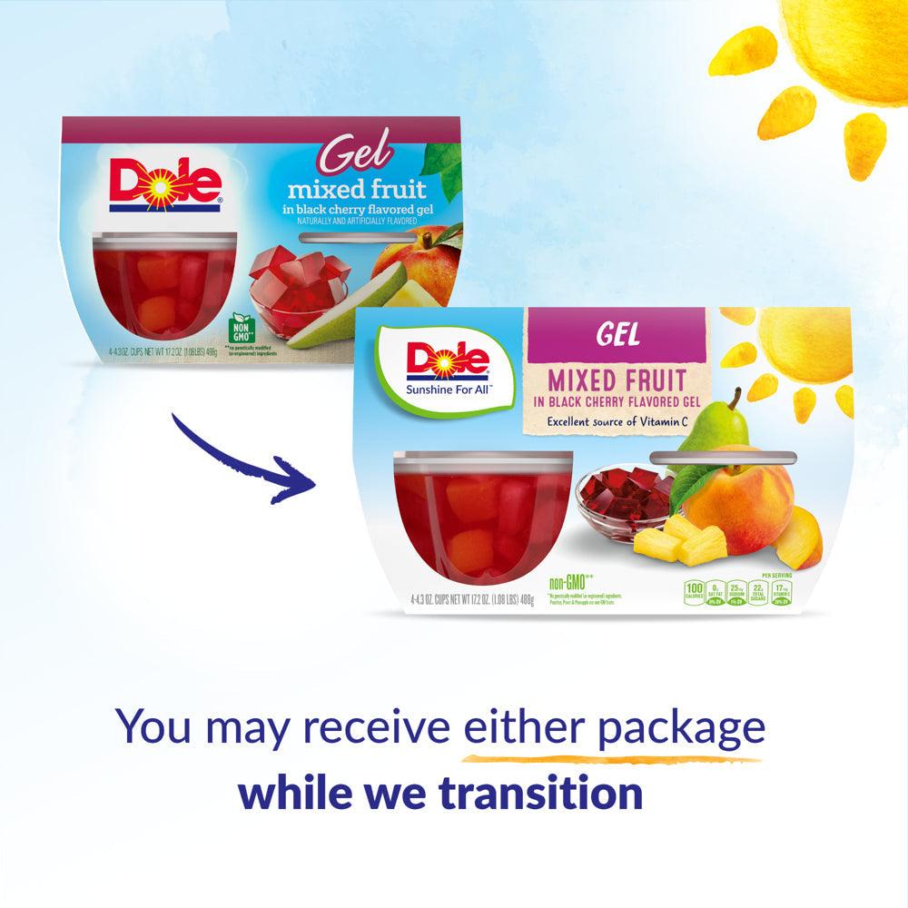 (4 Cups) Dole Fruit Bowls Mixed Fruit in Black Cherry Gel, 4.3 Oz