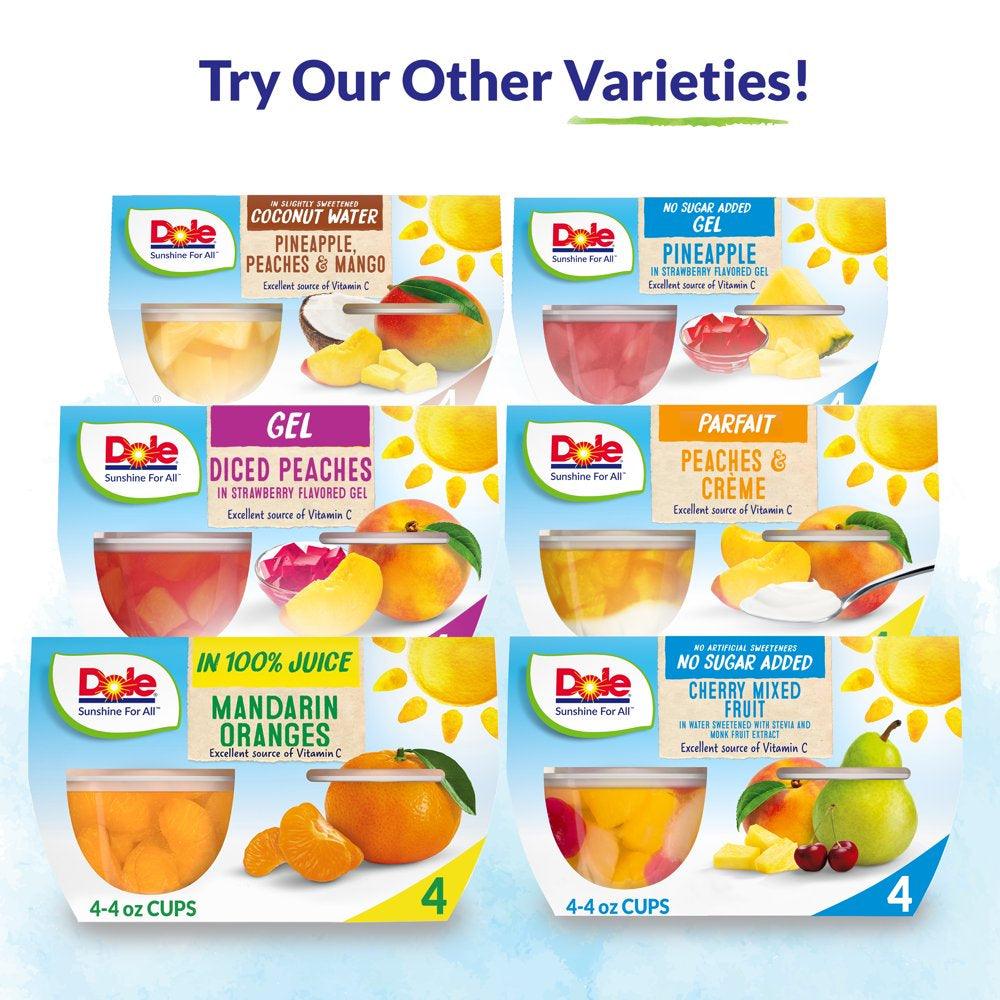 (4 Cups) Dole Fruit Bowls No Sugar Added Mixed Fruit in Cherry Gel, 4.3 Oz