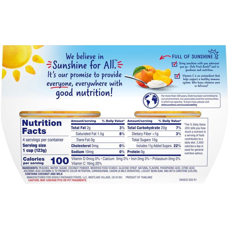 (4 Cups) Dole Fruit Bowls Peaches and Crème Parfait, 4.3 Oz