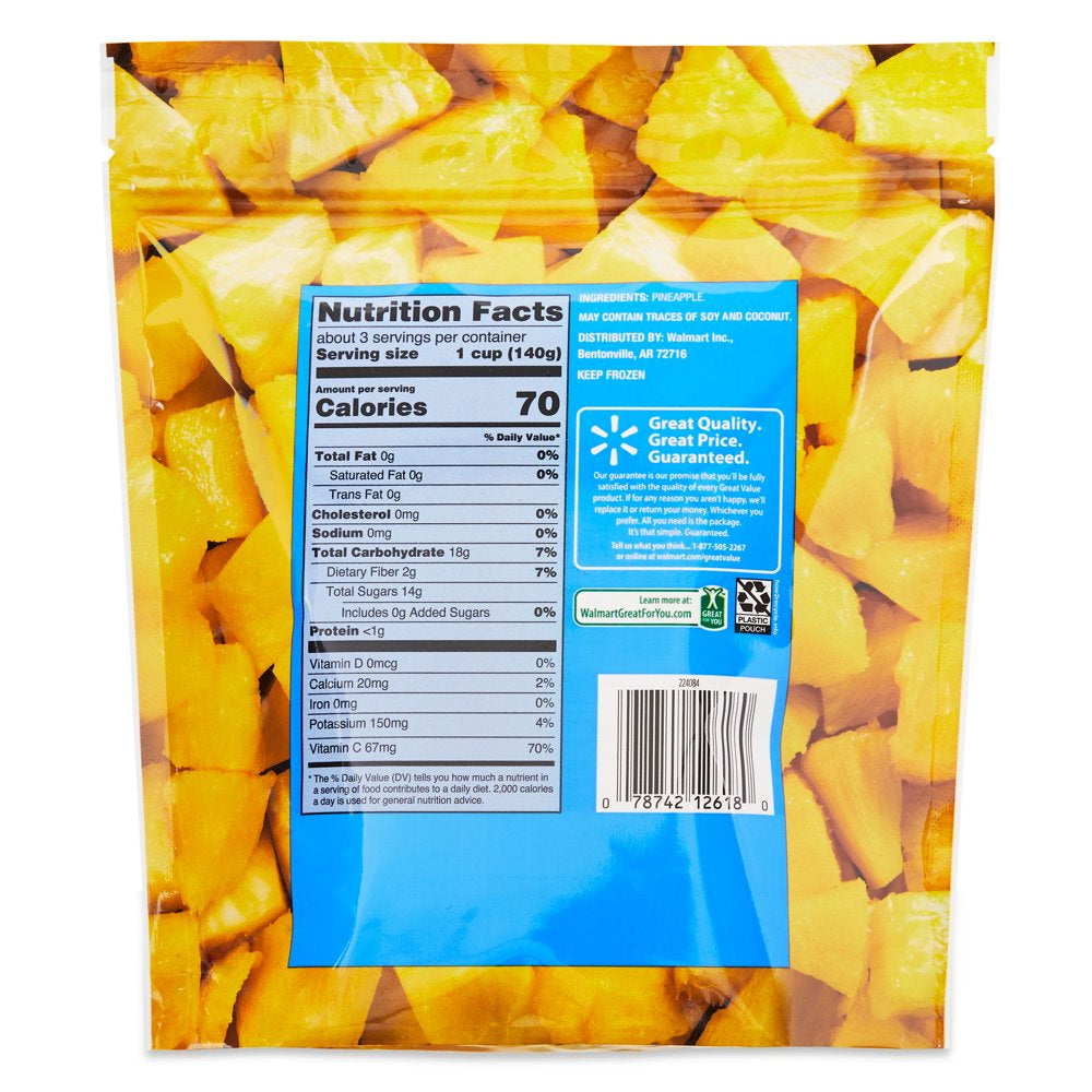 Great Value Pineapple Chunks, Frozen, 16 Oz