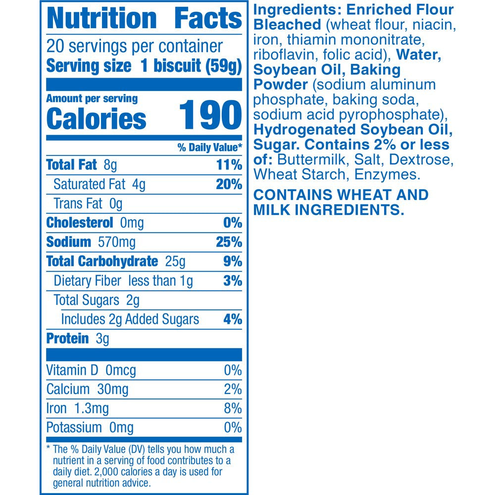 Pillsbury Grands! Buttermilk Biscuits Frozen Dough, Value Pack, 20 Ct., 41.6 Oz.