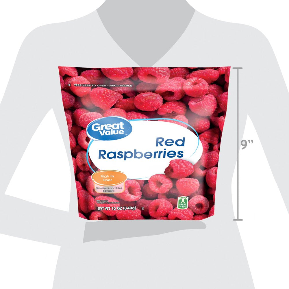 Great Value Frozen Whole Red Raspberries, 12 Oz