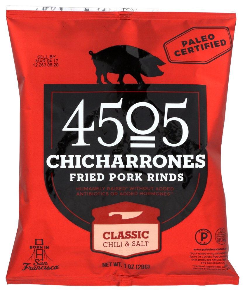 4505 Chicarrones Classic Chili & Salt Fried Pork Rinds, 1 Oz, Pack of 24