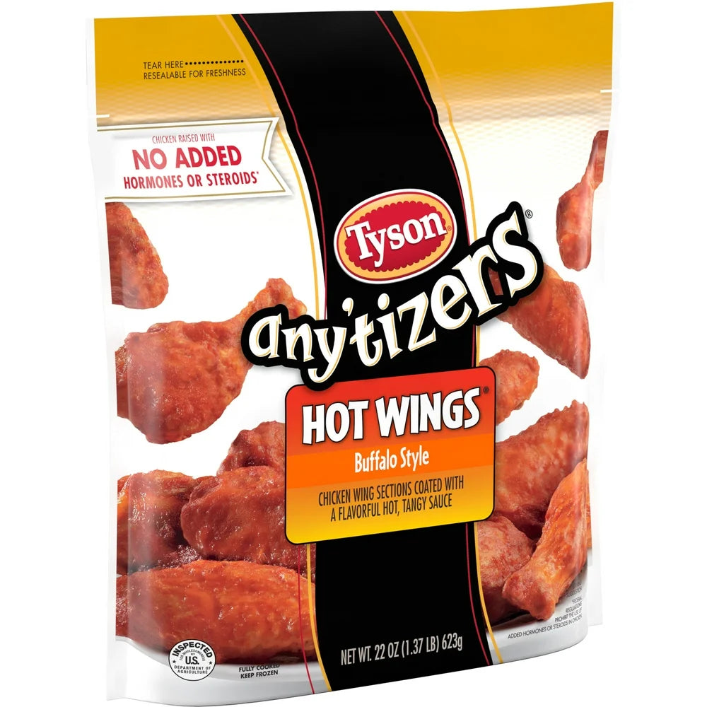 Tyson Any'Tizers Buffalo Style Hot Wings, 1.37 Lb Bag (Frozen)