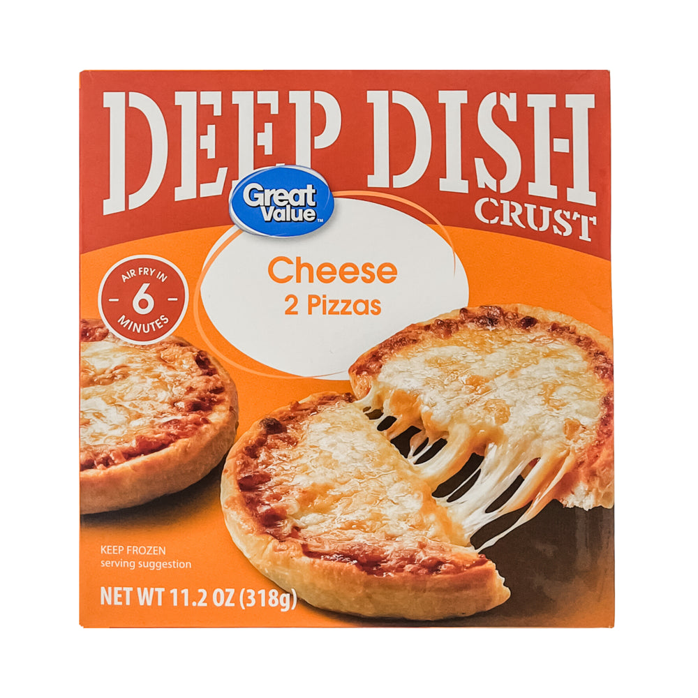 Great Value- Deep Dish Cheese Pizza with Zesty Tomato Sauce, 2 Count, 11.2Oz (Frozen)