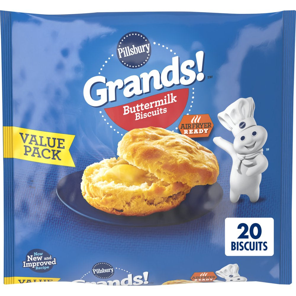 Pillsbury Grands! Buttermilk Biscuits Frozen Dough, Value Pack, 20 Ct., 41.6 Oz.