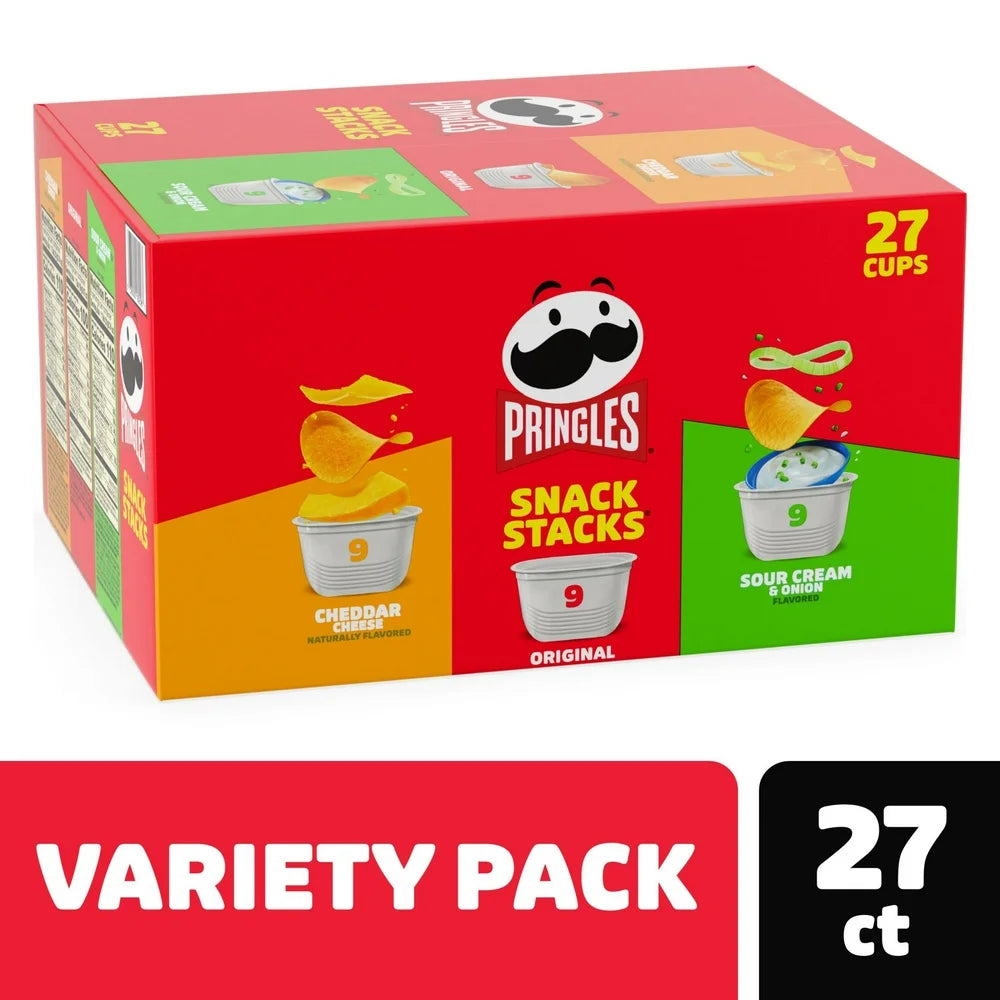 Pringles Snack Stacks Variety Pack Potato Crisps Chips, 19.3 Oz, 27 Count