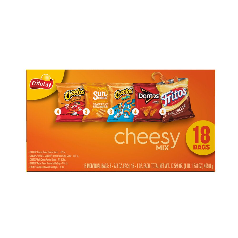 Frito-Lay Cheesy Snack Chips Variety Pack, 18 Count Multipack