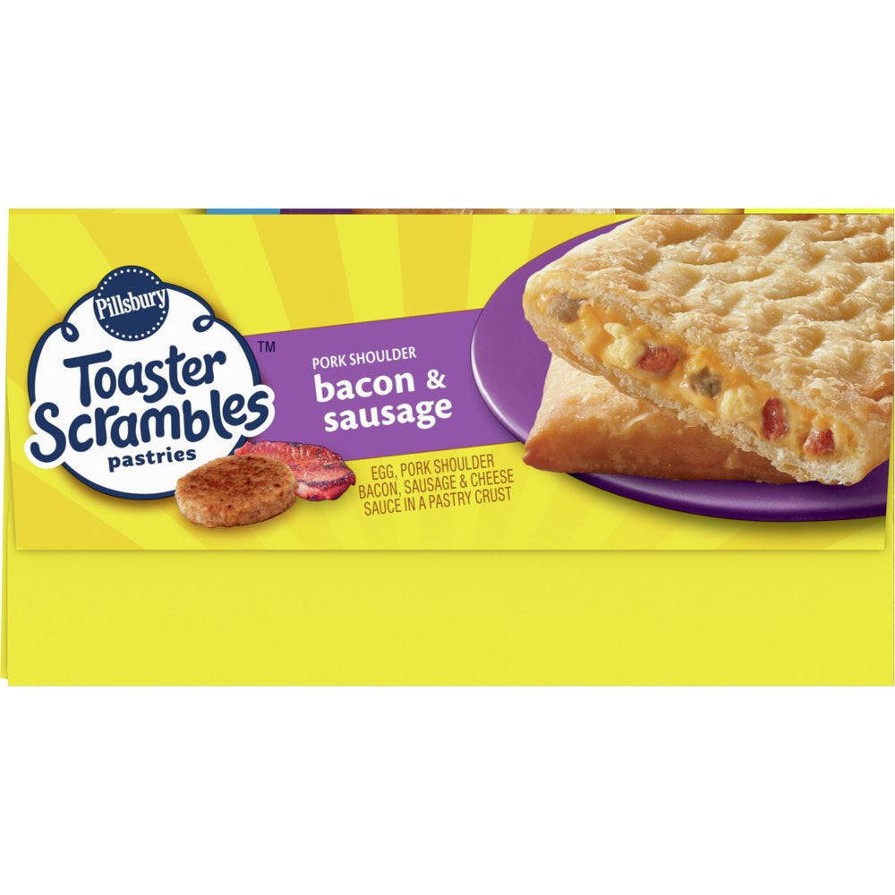 Pillsbury Bacon & Sausage Toaster Scrambles, Frozen Breakfast Pastries, 8 Ct, 14 Oz