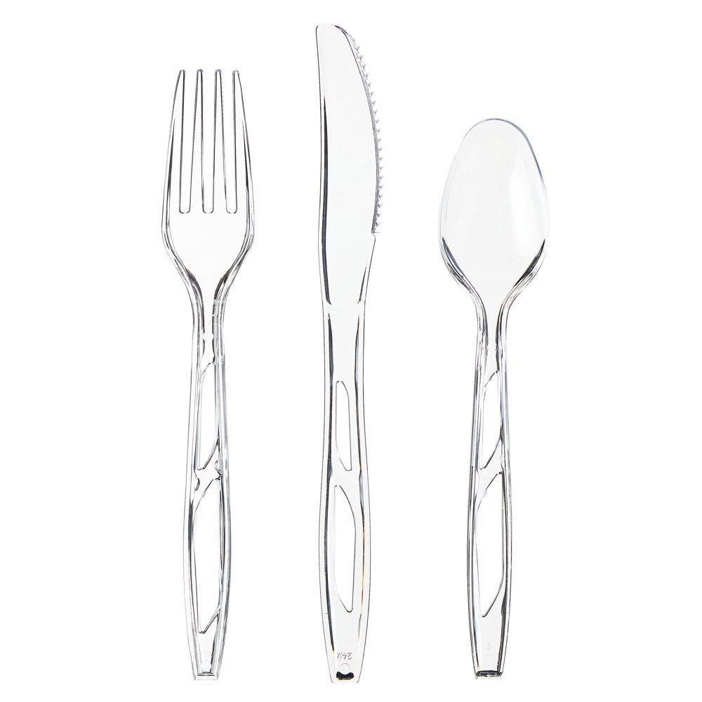 Great Value Premium Clear Disposable Plastic Assorted Cutlery, Clear, 48 Count