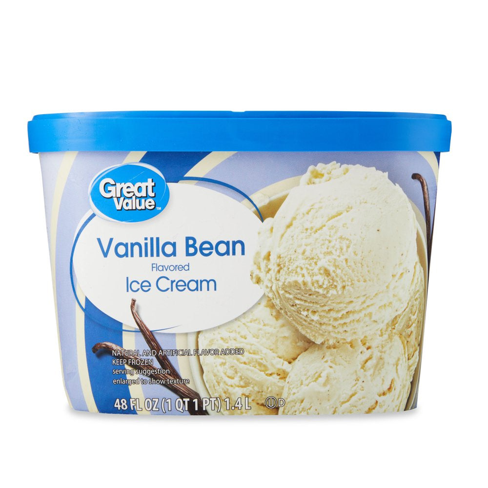 Great Value Vanilla Bean Flavored Ice Cream, 48 Fl Oz