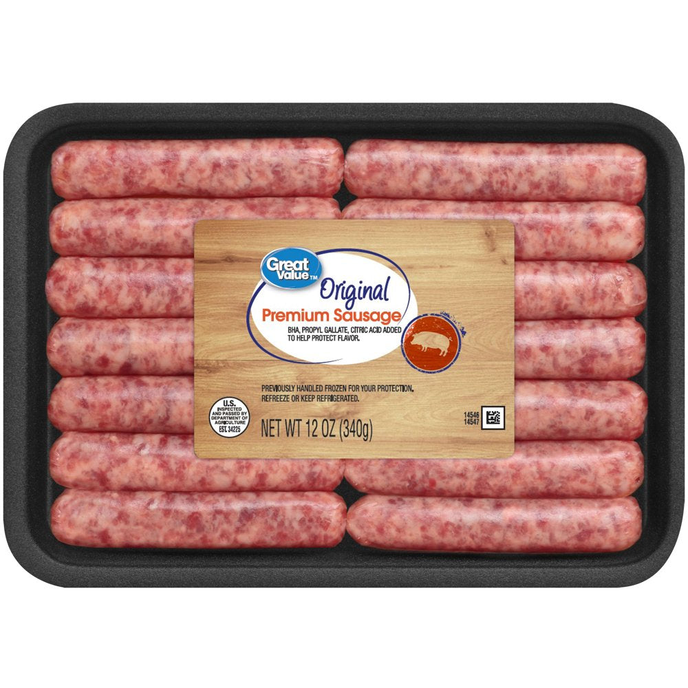 Great Value Uncooked Original Breakfast Pork Sausage Links 12 Oz Package