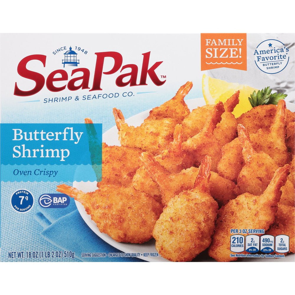 Seapak Butterfly Shrimp with Crispy Breading, Easy to Bake, Frozen, 18 Oz