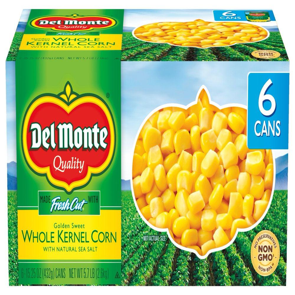 (6 Cans) Del Monte Whole Kernel Corn, 15.25 Oz Can