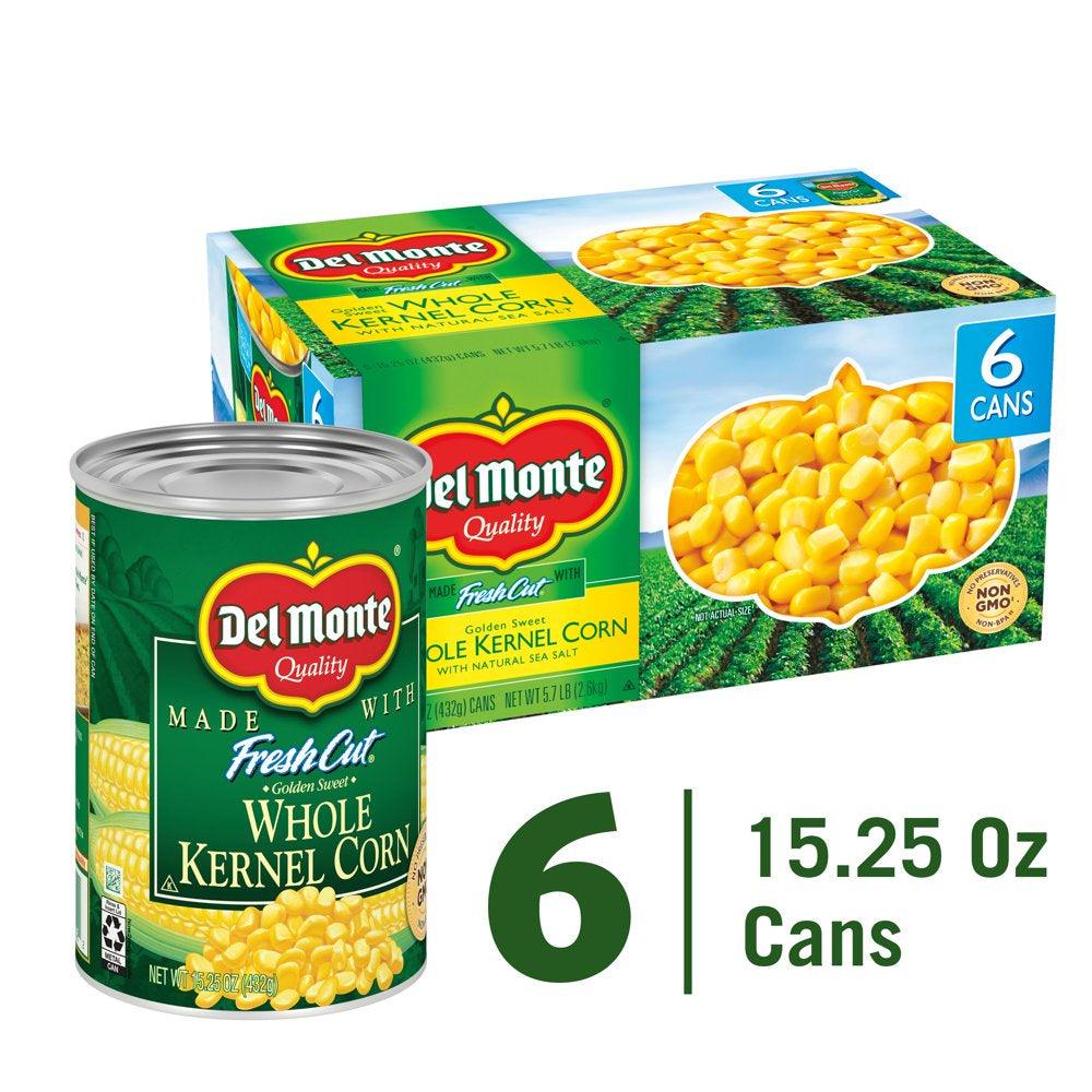 (6 Cans) Del Monte Whole Kernel Corn, 15.25 Oz Can