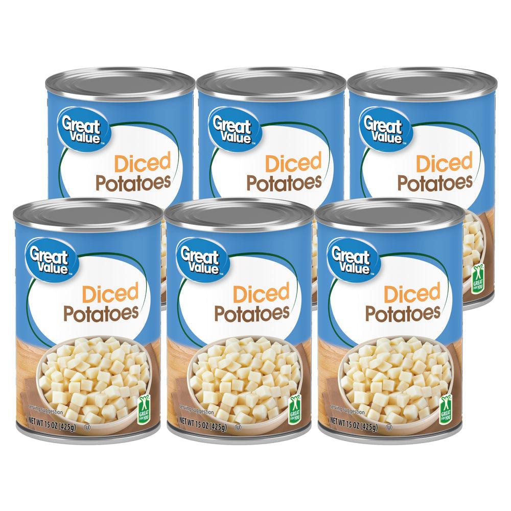 (6 Cans) Great Value Canned Diced Potatoes, 15 Oz