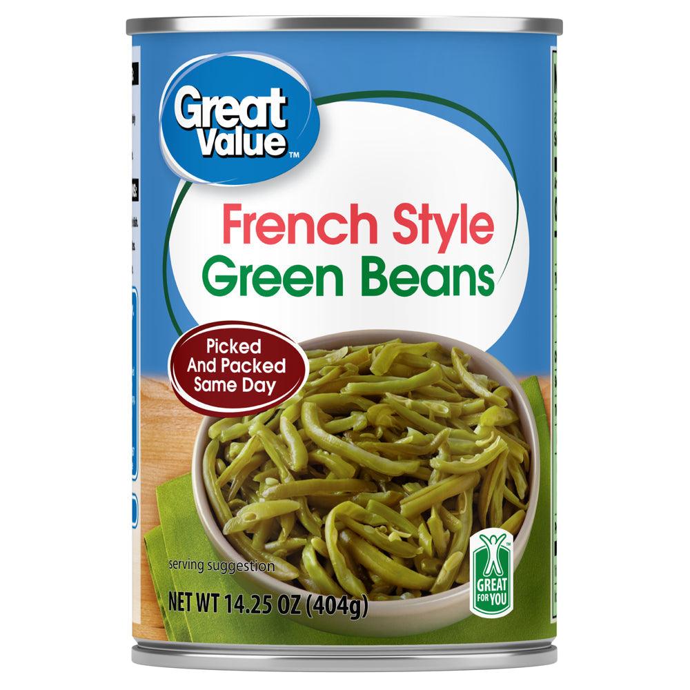 (6 Cans) Great Value Canned French Style Green Beans, 14.5 Oz