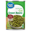 (6 Cans) Great Value Canned No Salt Cut Green Beans 14.5 Oz