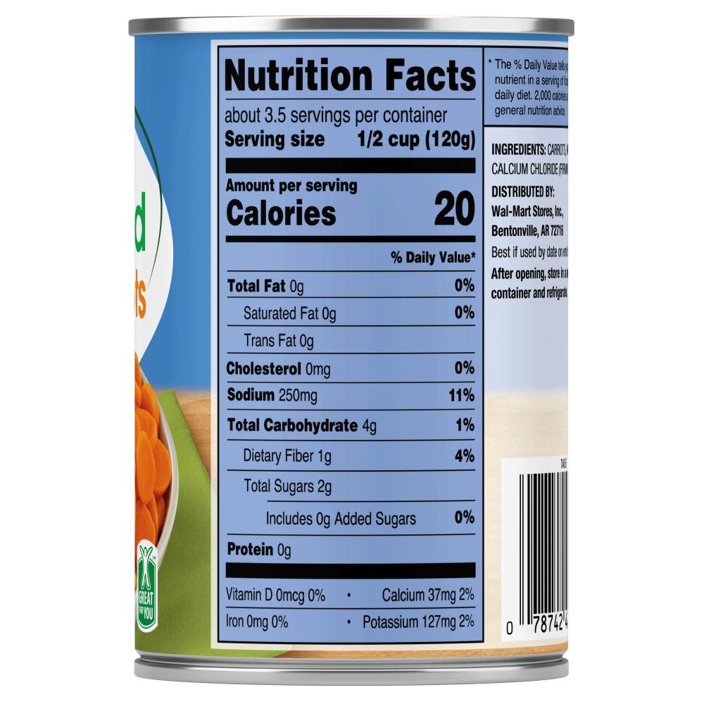 (6 Cans) Great Value Canned Sliced Carrots, 14.5 Oz