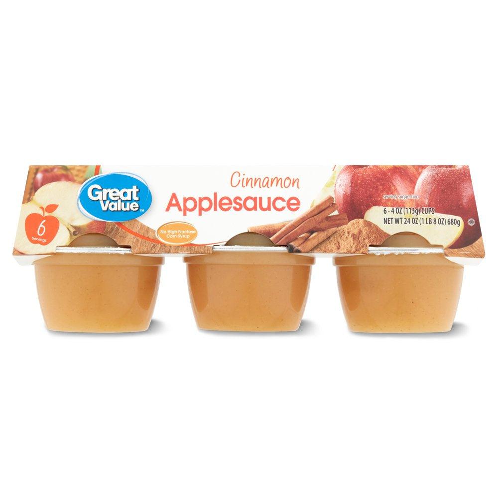 (6 Cups) Great Value Cinnamon Applesauce, 4 Oz