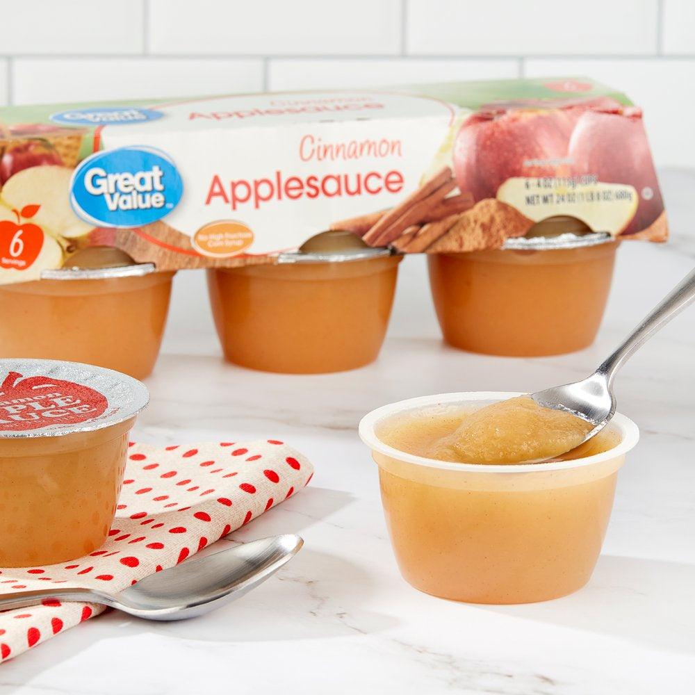 (6 Cups) Great Value Cinnamon Applesauce, 4 Oz