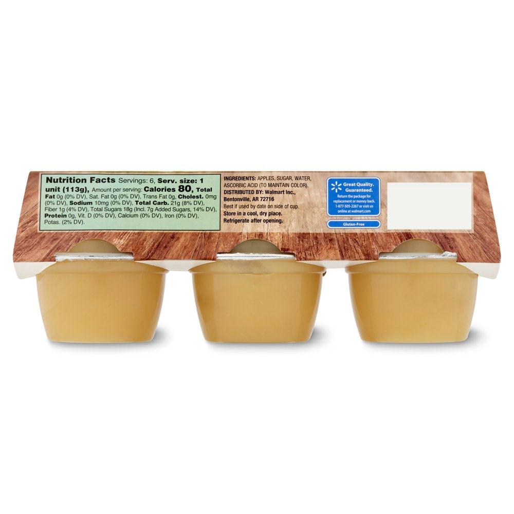 (6 Cups) Great Value Original Applesauce, 4 Oz