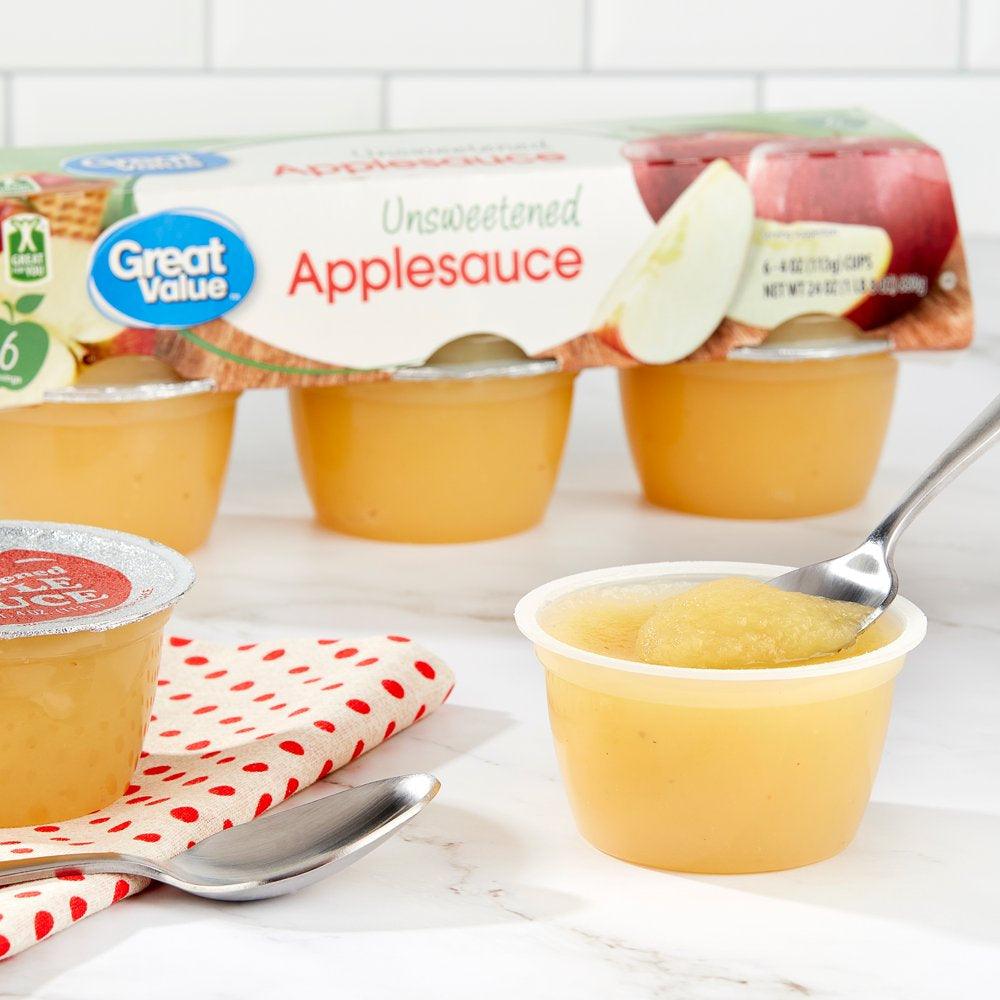 (6 Cups) Great Value Unsweetened Applesauce, 4 Oz