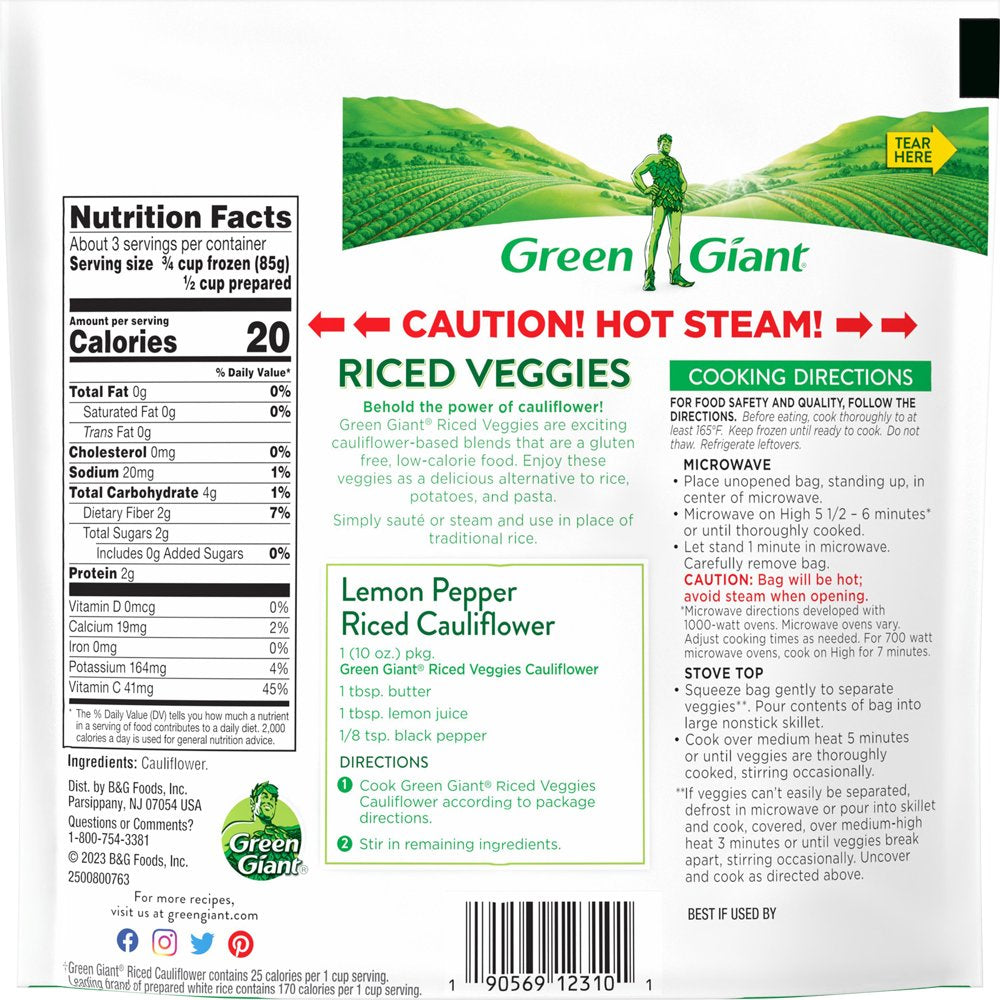 Green Giant Riced Veggies Cauliflower, Gluten Free, 10 Oz (Frozen)