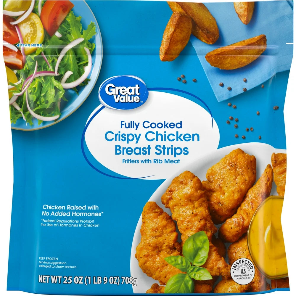 Great Value Fully Cooked Chicken Breast Strips, 25 Oz (Frozen)