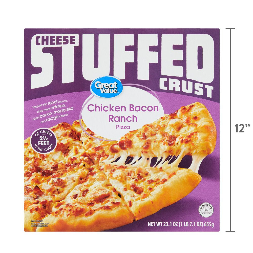 Great Value Stuffed Crust Chicken Bacon Ranch Sauce Pizza, 23.1 Oz (Frozen)