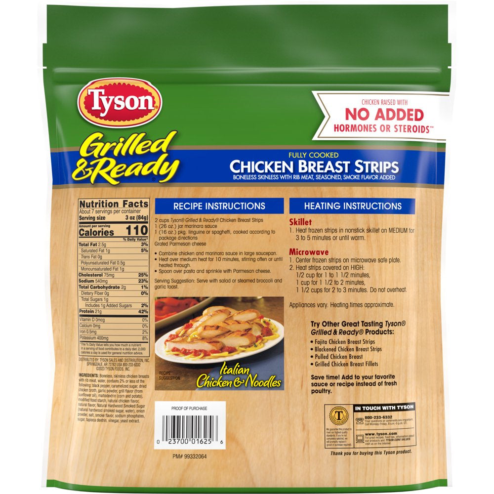 Tyson Grilled & Ready Chicken Breast Strips, 1.37 Lb Bag (Frozen)