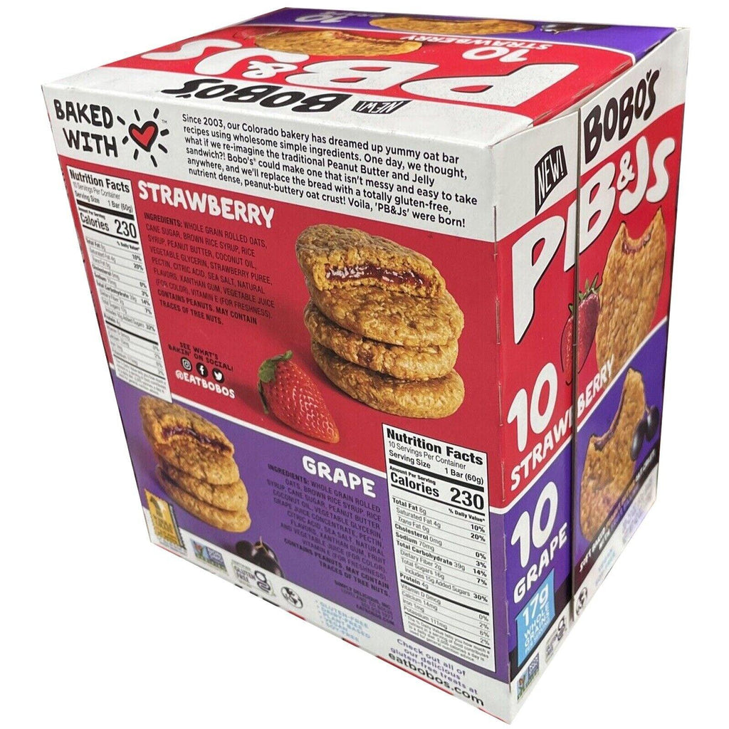 (20 Count) Bobo'S Oat Bites Variety Pack PB&J Strawberry/ Grape 2.10 Oz Each