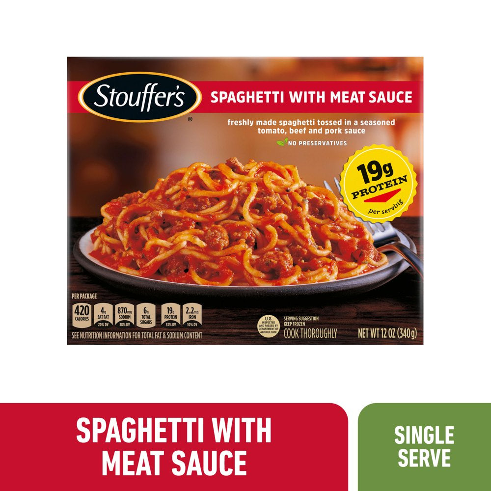 Stouffer'S Meat Sauce Spaghetti Frozen Meal, 12 Oz (Frozen)