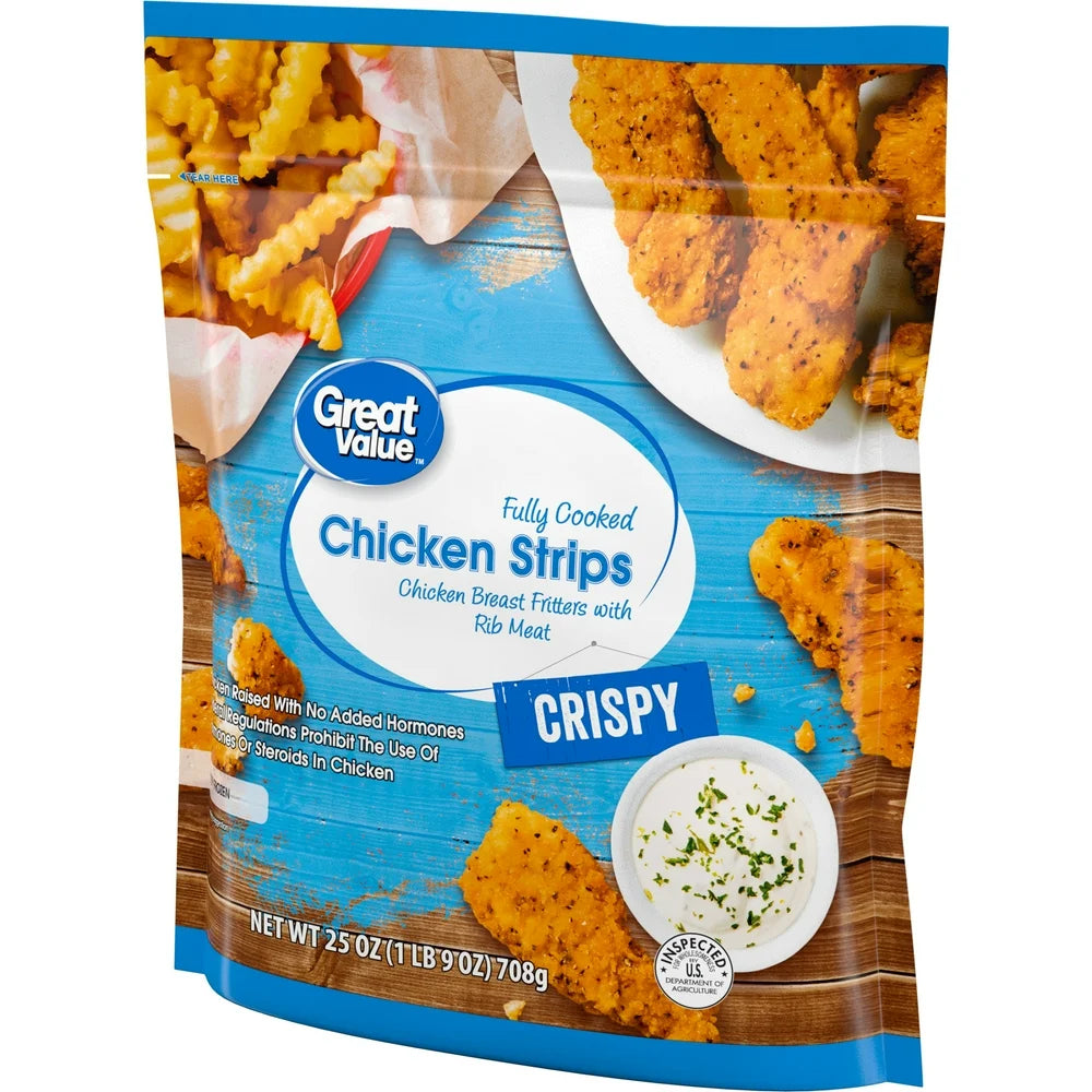 Great Value Fully Cooked Chicken Breast Strips, 25 Oz (Frozen)