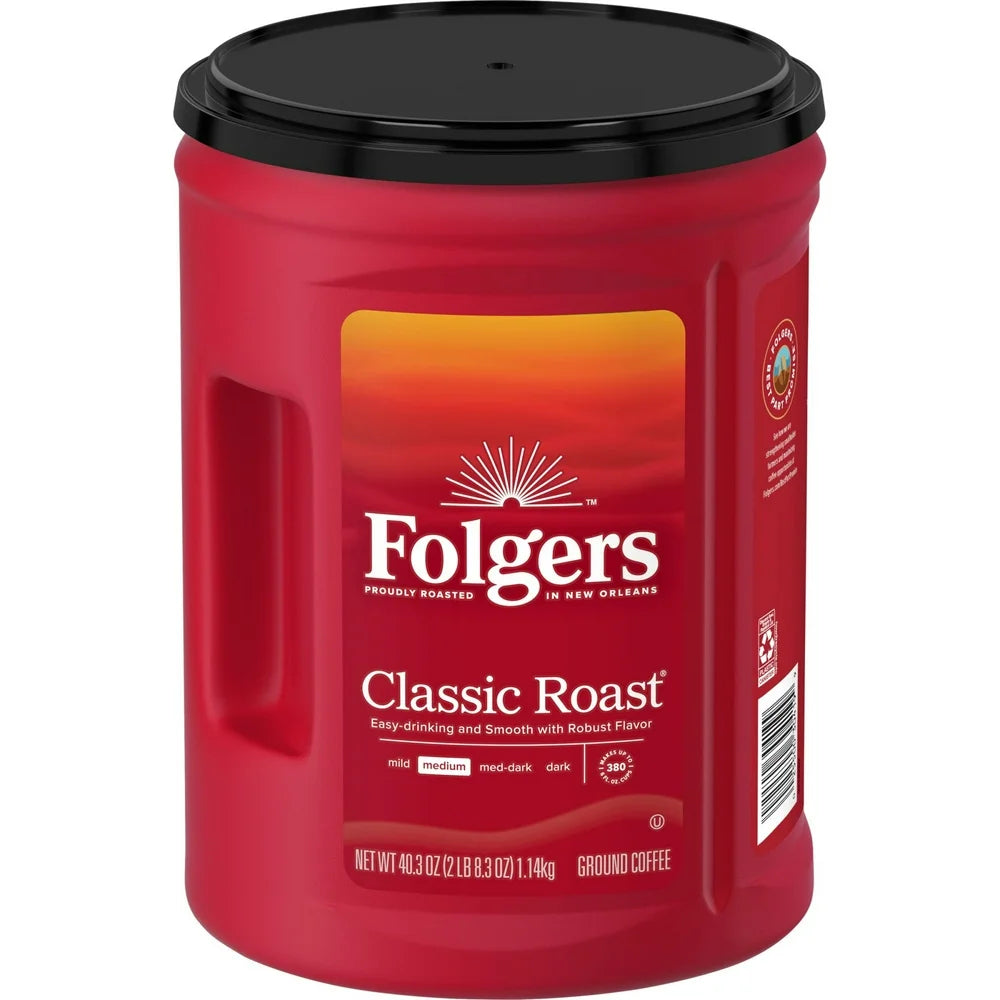 Folgers Classic Roast Ground Coffee, Medium Roast, 40.3-Ounce Canister